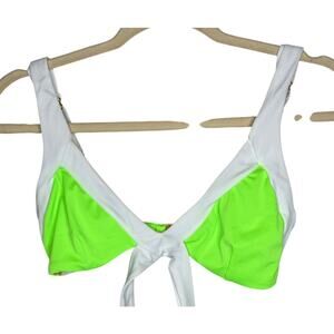 Les Canebiers NWT Green White Colorblock Bikini Top L Luxury Saint-Tropez French